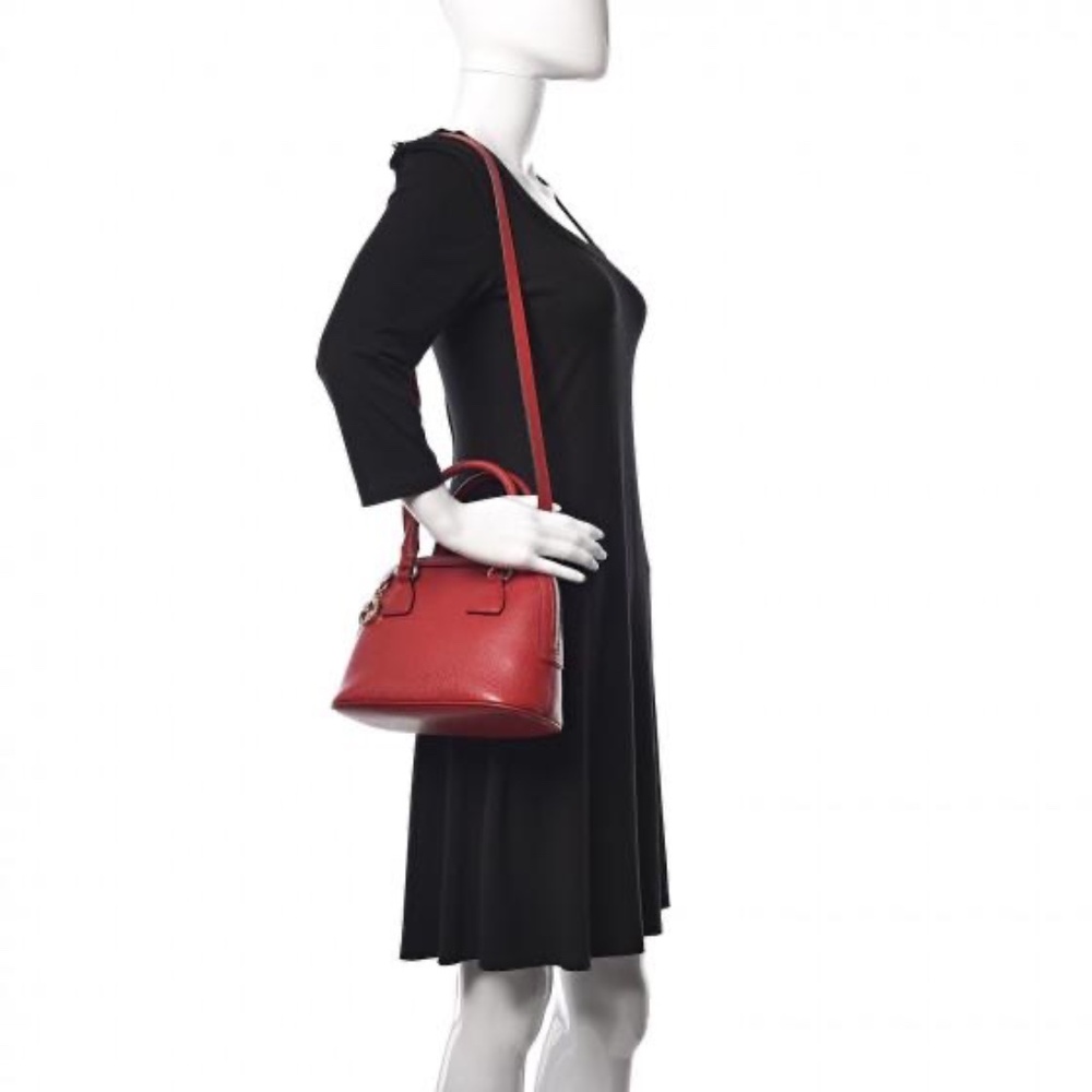 Authentic GUCCI Dollar Calfskin Small GG Charm Dome Bag Red - Picture 3 of 14